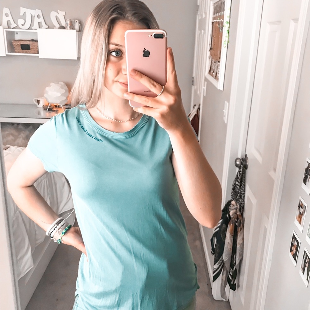 Aerie Medium Blue T-Shirt with Wording